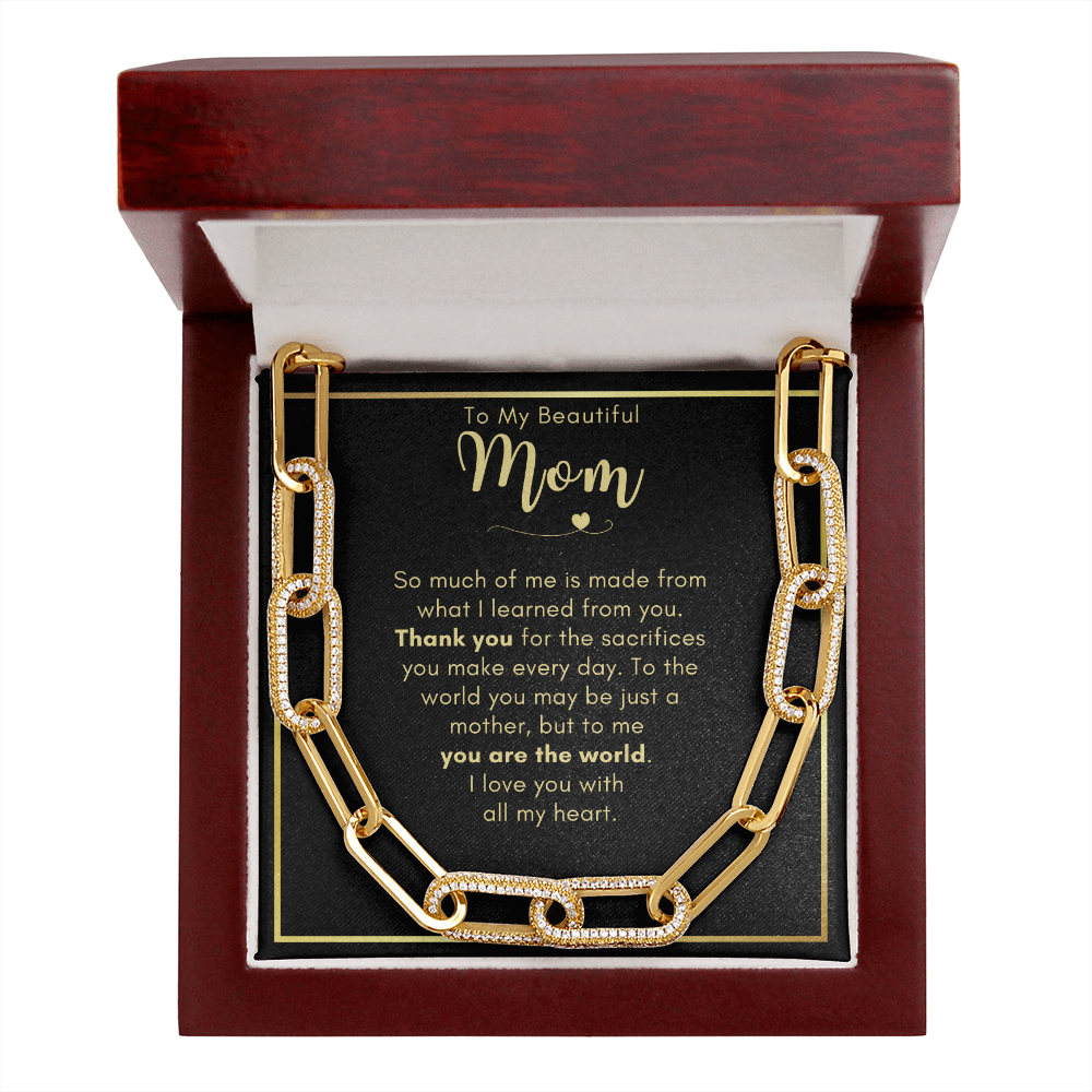To My Mom, You Are My World - Forever Linked Necklace