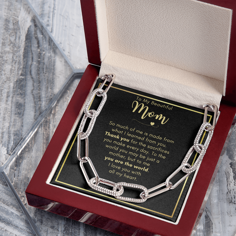 To My Mom, You Are My World - Forever Linked Necklace