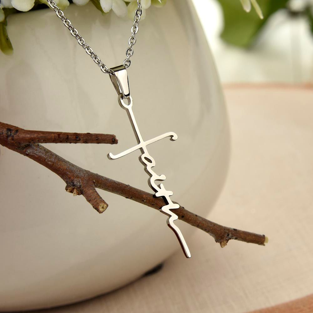 Granddaughter, Hold On - Faith Cross Necklace