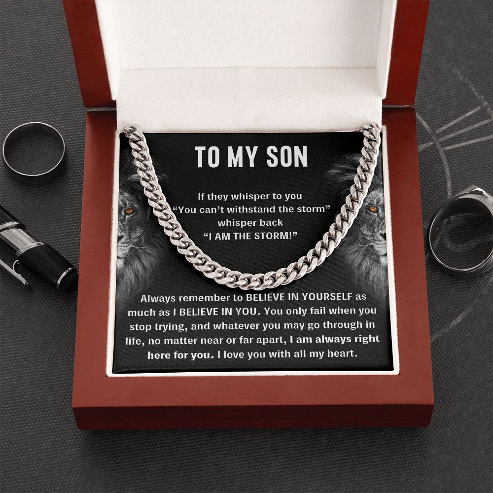 To My Son, I Believe In You - Cuban Link Chain (Polished Stainless Steel)
