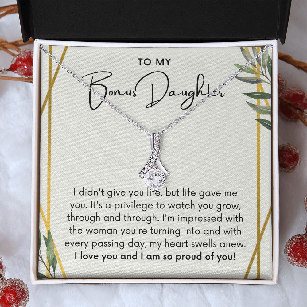 To My Bonus Daughter, Life Gave Me You - Alluring Beauty Necklace