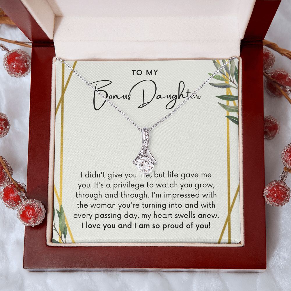 To My Bonus Daughter, Life Gave Me You - Alluring Beauty Necklace