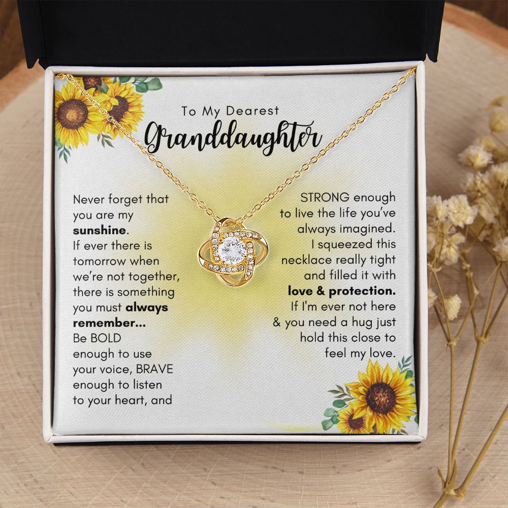 To My Granddaughter, You Are My Sunshine - Love Knot Necklace