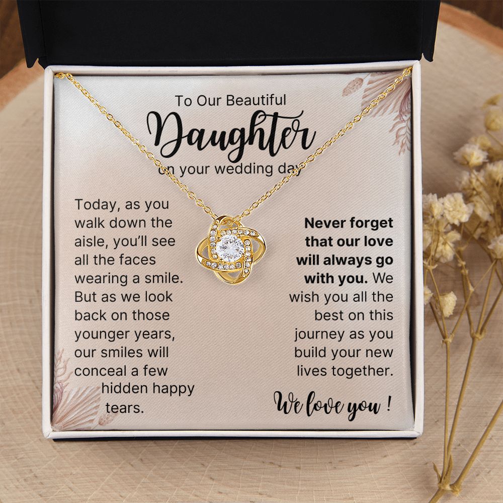 To Our Daughter, On Your Wedding Day - Love Knot Necklace