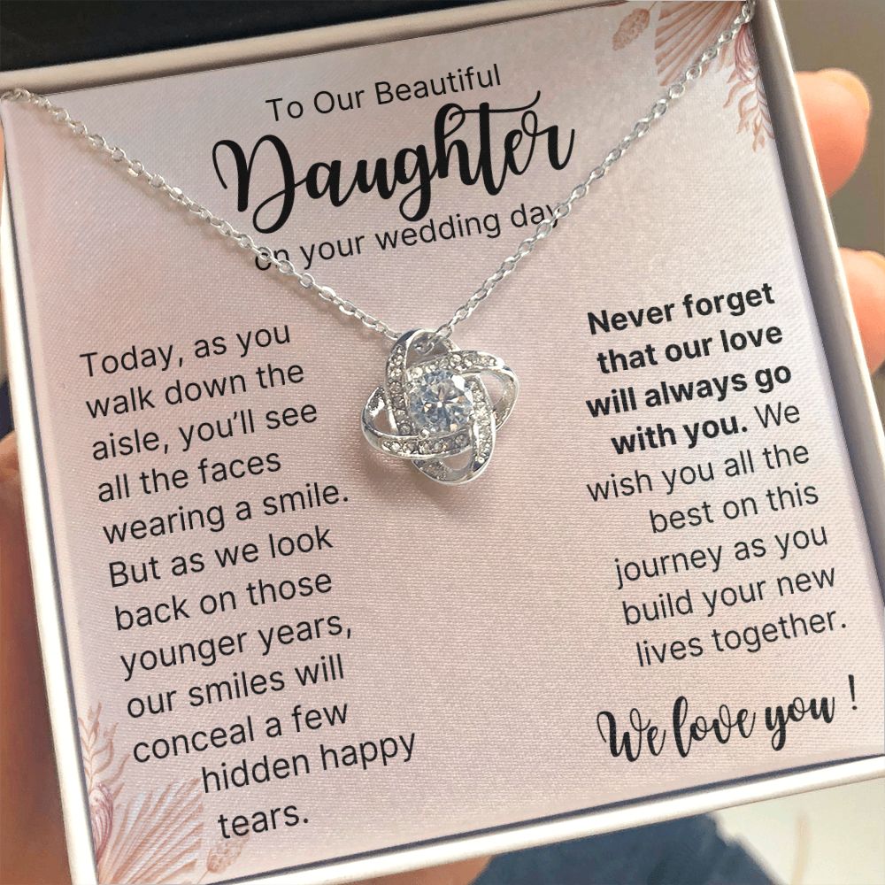 To Our Daughter, On Your Wedding Day - Love Knot Necklace