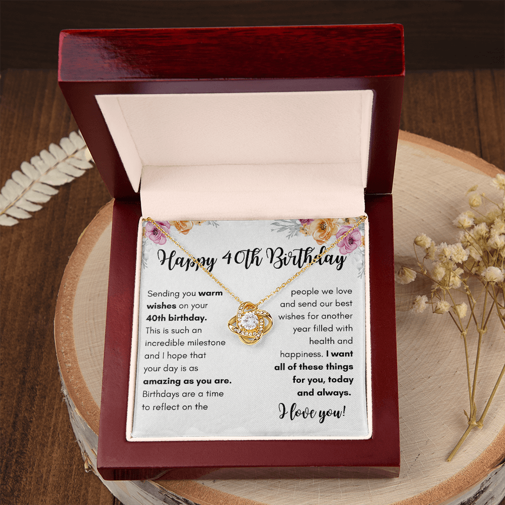 Happy 40th Birthday - Love Knot Necklace