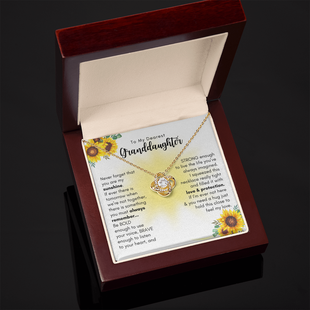 To My Granddaughter, You Are My Sunshine - Love Knot Necklace