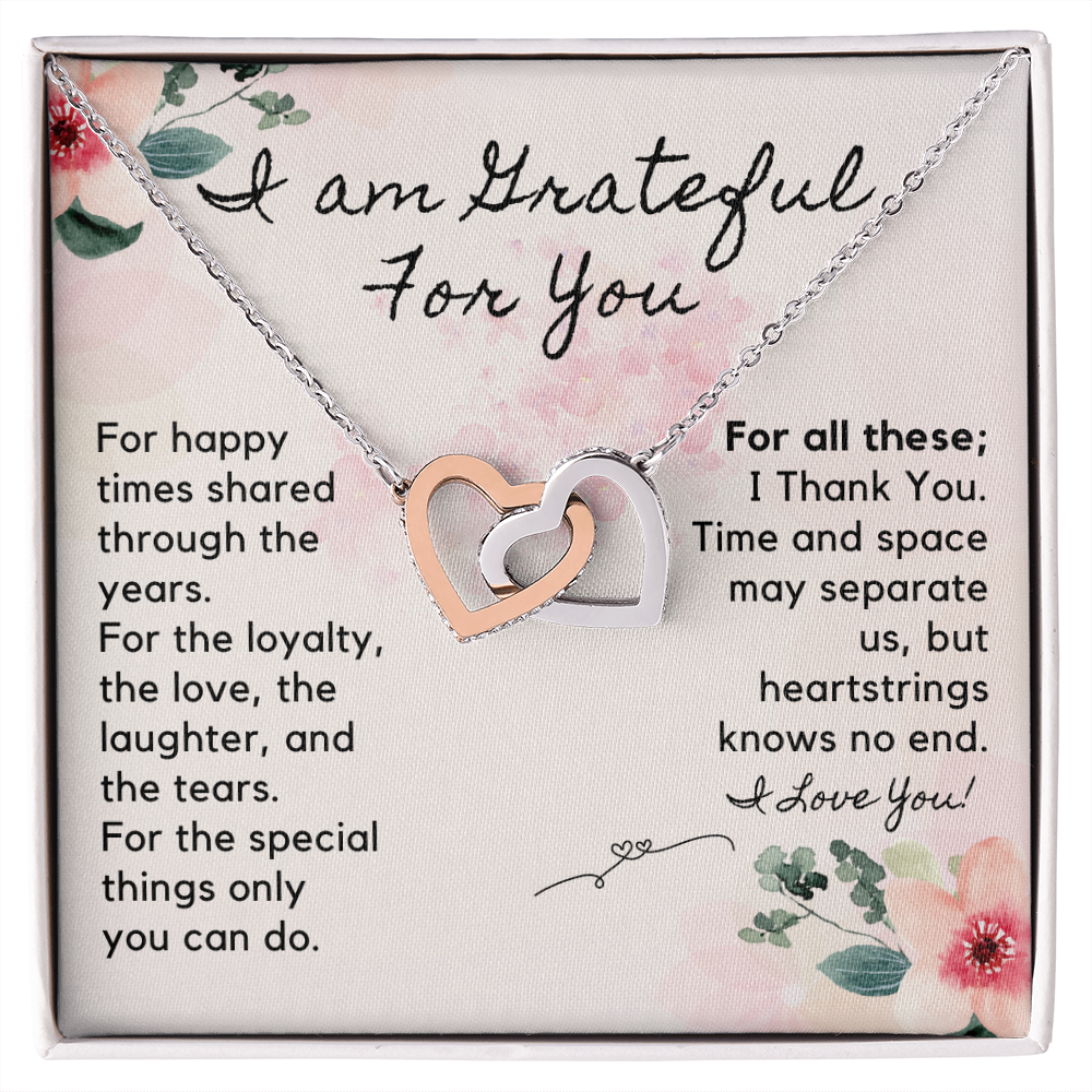 I Am Grateful For You - Interlocking Hearts Necklace