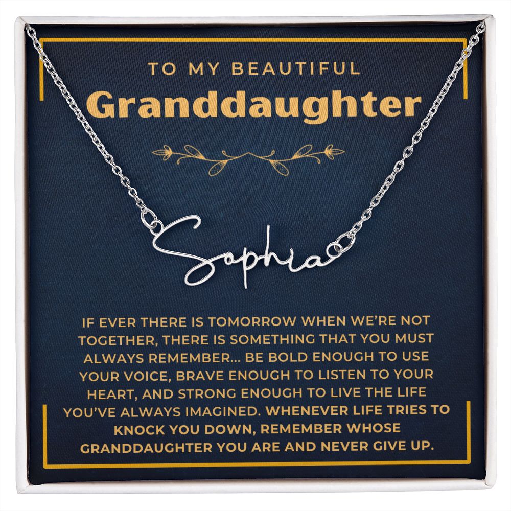 Gift For Granddaughter, Signature Style Name Necklace