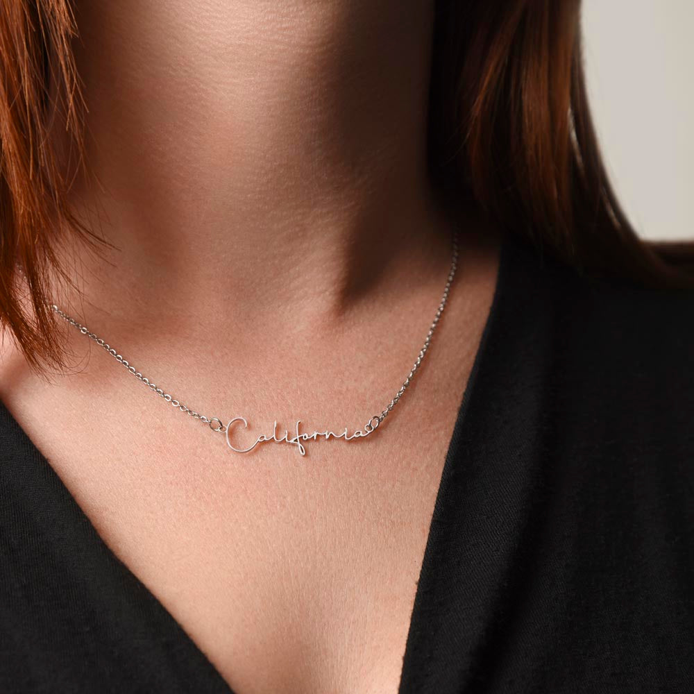 Gift For Granddaughter, Signature Style Name Necklace