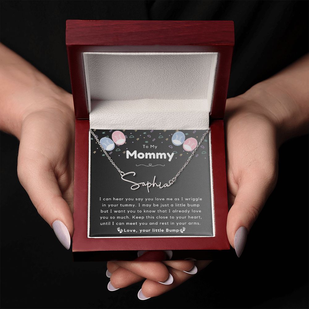 Mom From Your Littile Bump - Signature Name Necklace D1