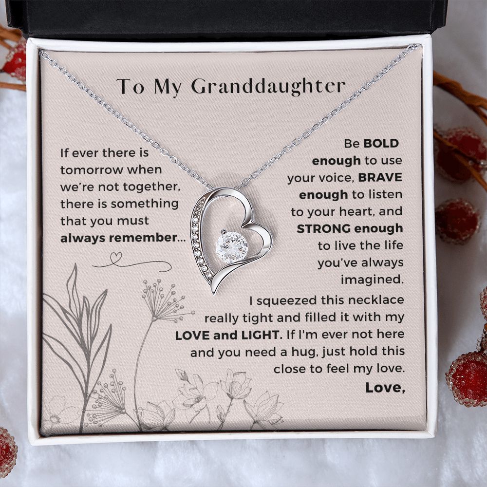 Granddaughter, Be Bold Enough - Heart Necklace w/ Personalized Message Card