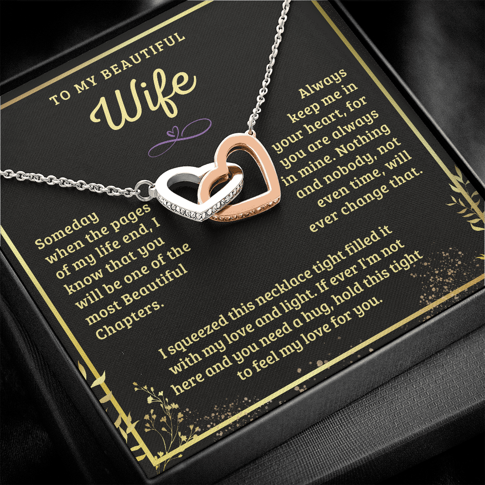 To My Wife, My Love And Light - Interlocking Hearts Necklace