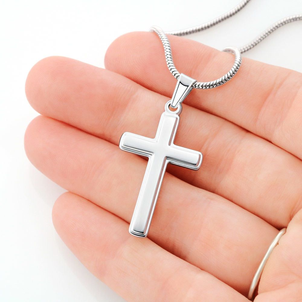 To My Grandson, Believe In Yourself - Cross Necklace