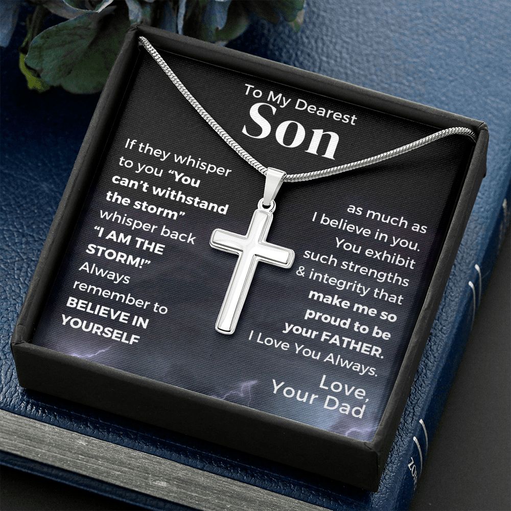 Son, I Am The Storm - From Dad - Cross Necklace