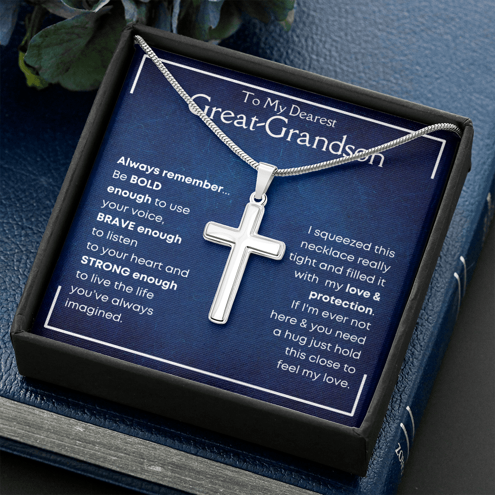 To My Great-Grandson, Always Remember - Cross Necklace
