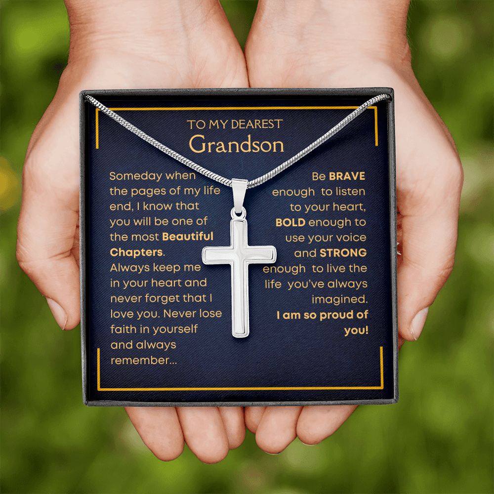 Grandson, Proud Of You - Cross Necklace