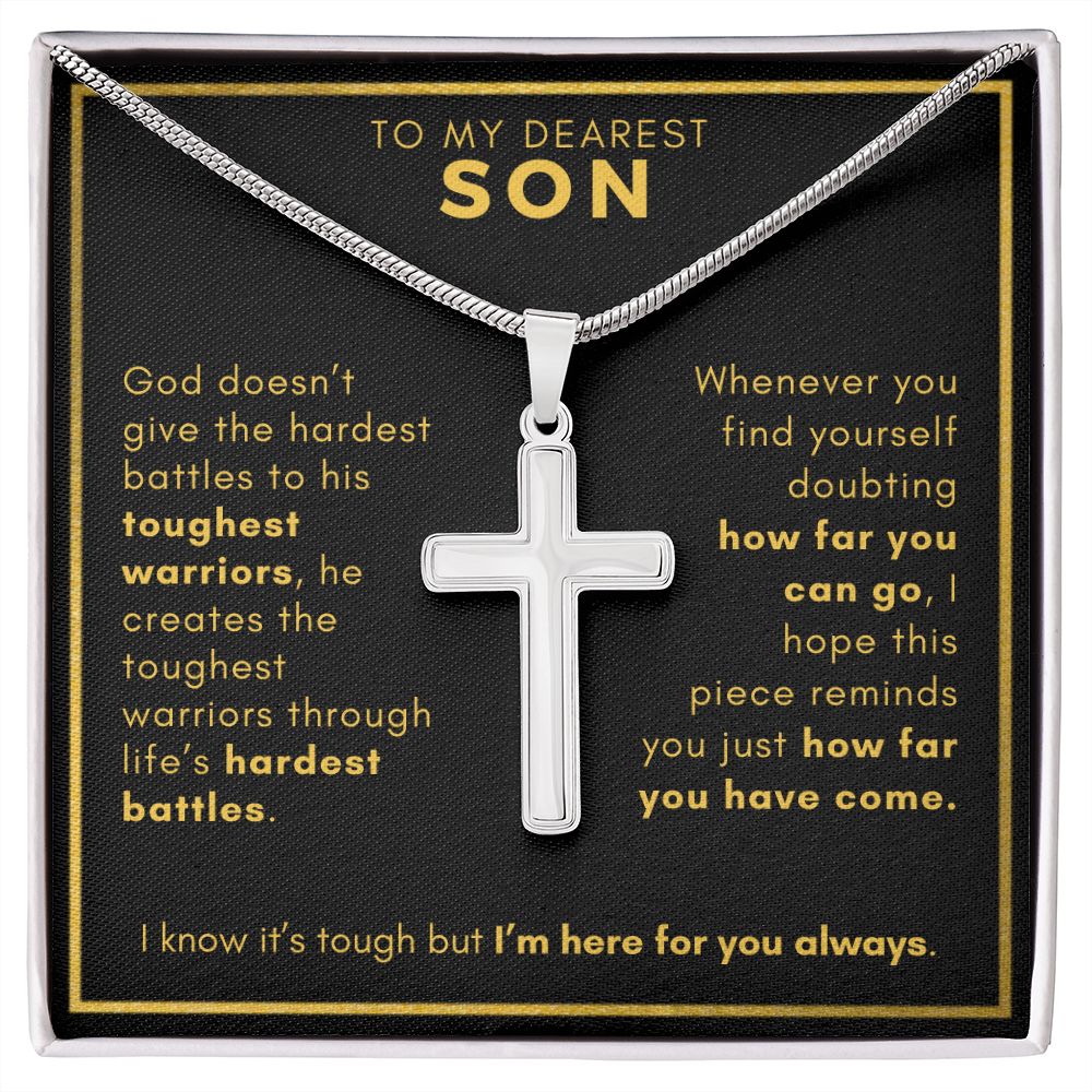 To My Son, My Tough Warrior - Cross Necklace