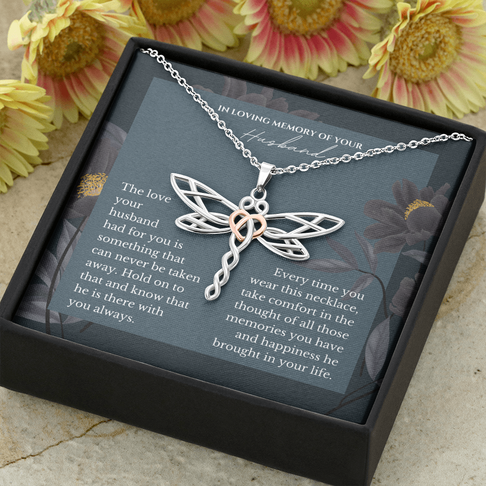 In Loving Memory Of Your Husband - Dragonfly Necklace