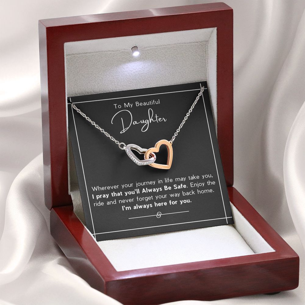 To My Daughter, I'm Always Here For You - Interlocking Hearts Necklace