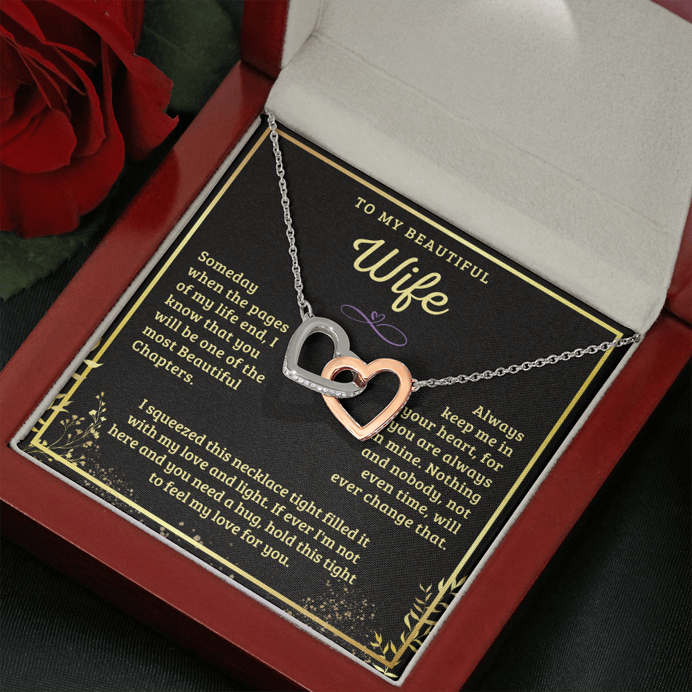 To My Wife, My Love And Light - Interlocking Hearts Necklace