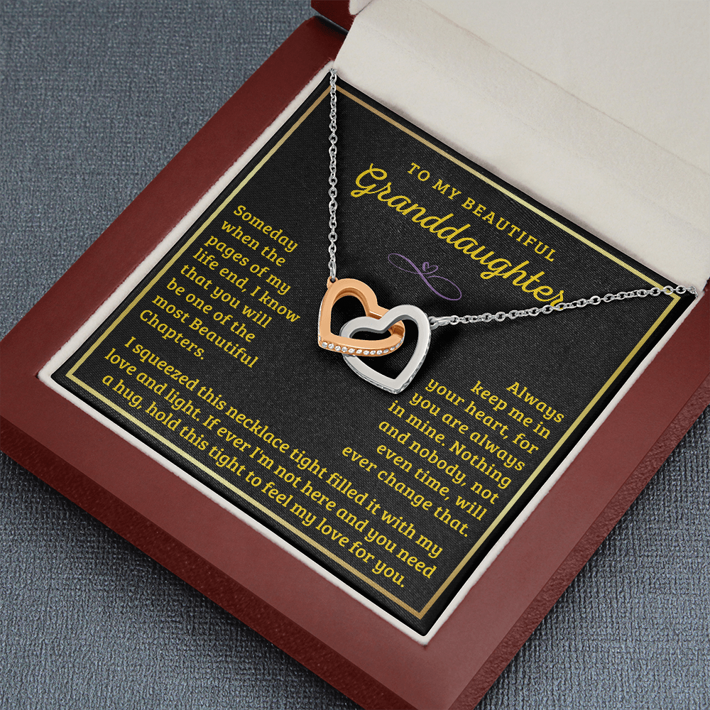 To My Granddaughter, My Love And Light - Interlocking Hearts Necklace