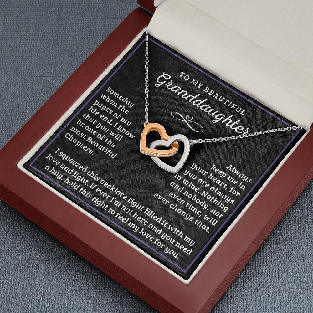To My Granddaughter, My Love And Light - UGC Interlocking Heart Necklace