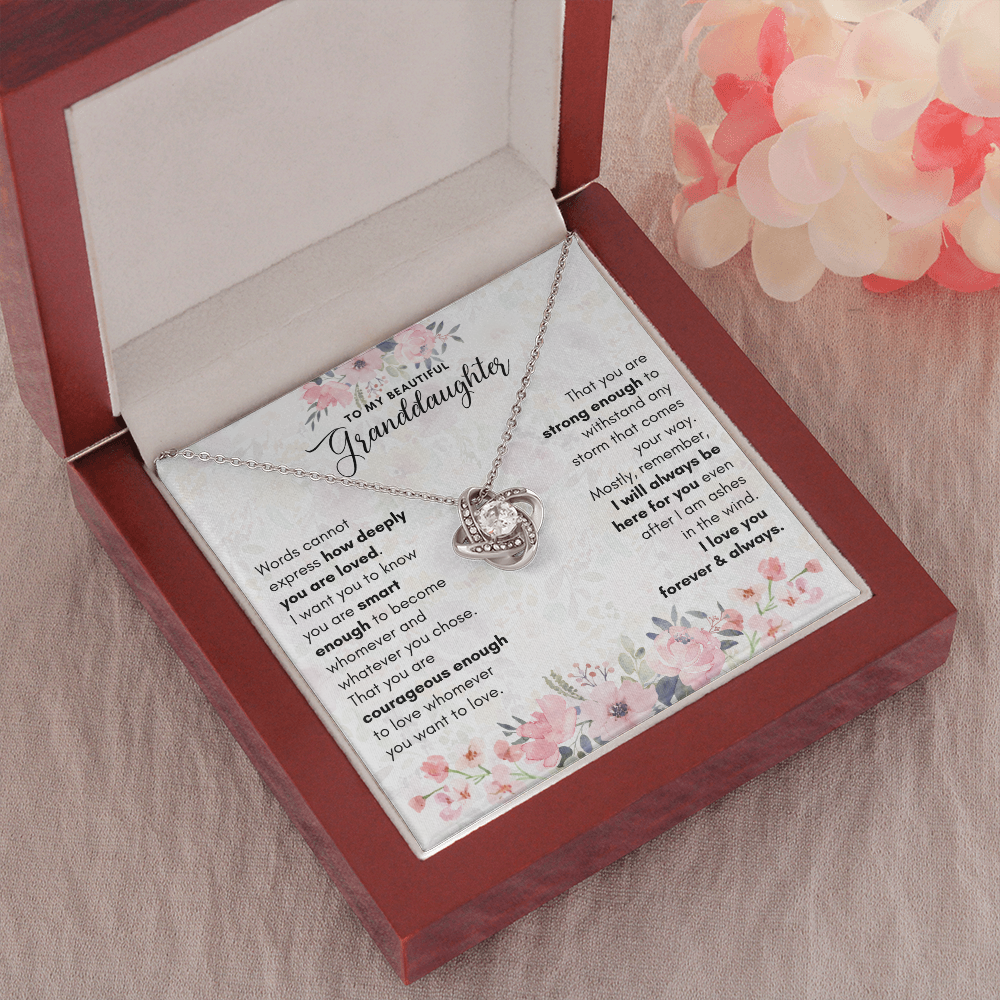 To My Granddaughter, You Are Loved Deeply - Love Knot Necklace
