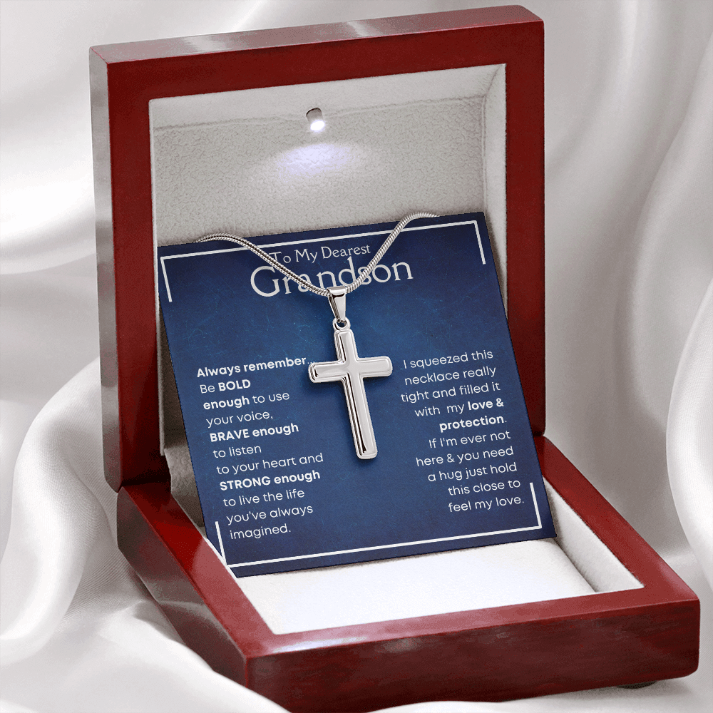 To My Grandson, Always Remember - Cross Necklace