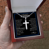 Thumbnail for To My Grandson, You Are Loved - Artisan Cross Necklace