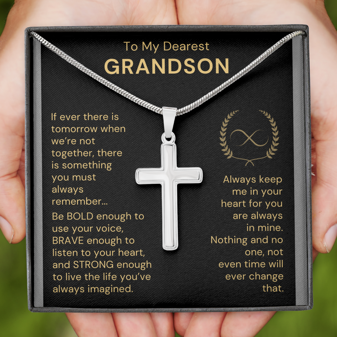 To My Grandson, Always Remember This - Cross Necklace