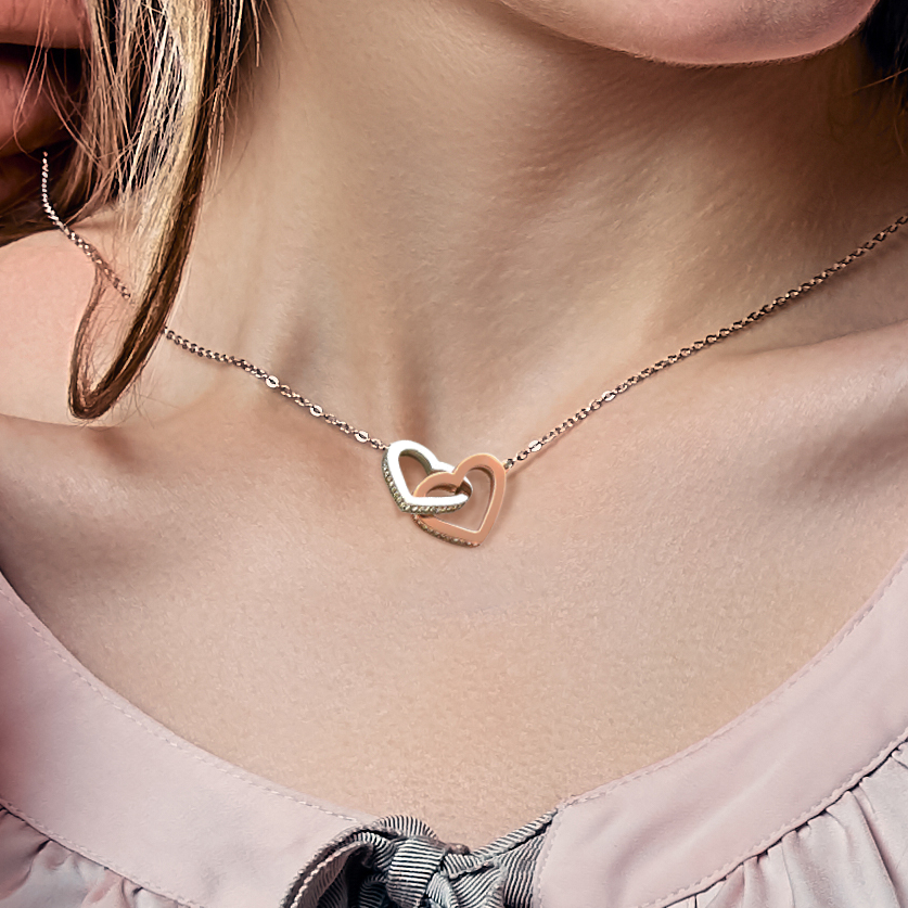 To My Granddaughter, My Love And Light - UGC Interlocking Heart Necklace