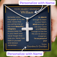 Thumbnail for Grandson, Proud Of You - Cross Necklace w/ Personalized Card