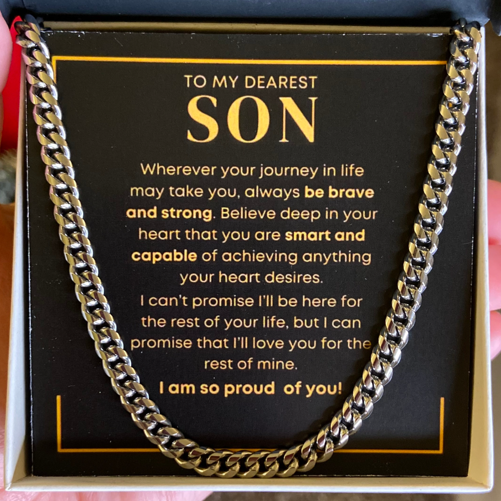 Son, Be Brave And Strong - White Cuban Chain
