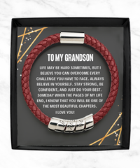 Thumbnail for Grandson, Believe In Yourself - Vegan Leather Bracelet