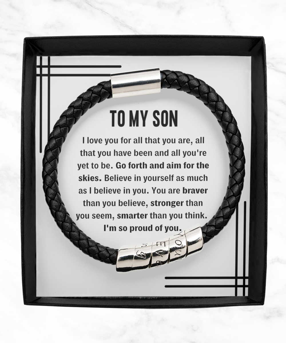 Son, Believe In Yourself - Vegan Leather Bracelet