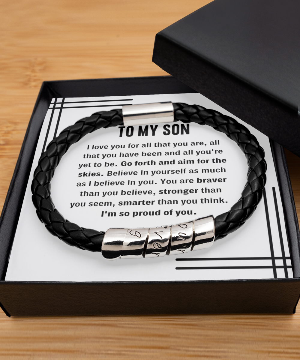 Son, Believe In Yourself - Vegan Leather Bracelet