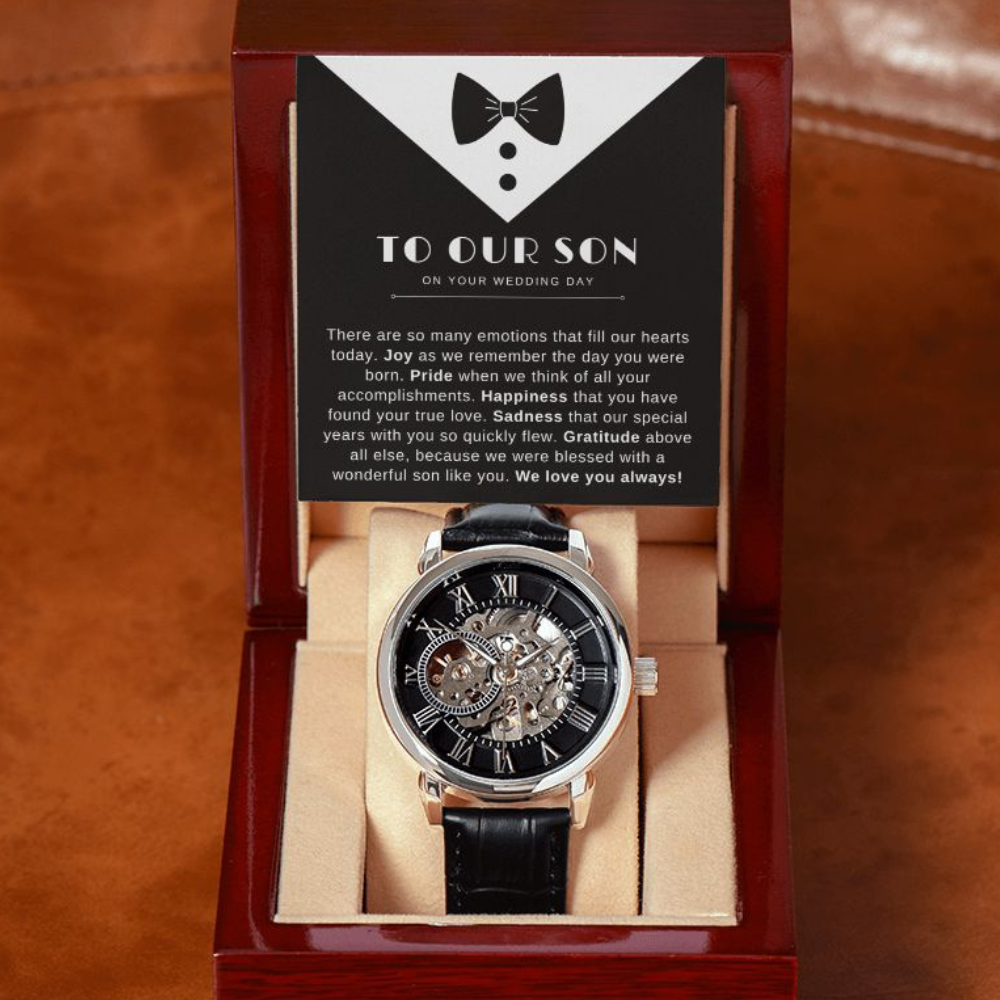 To Our Son On Your Wedding Day - Men's Openwork Watch
